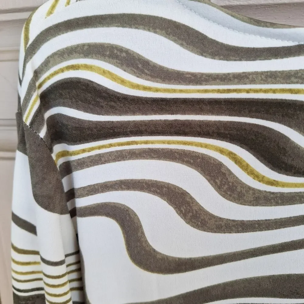 Chico's Traveler Tunic Sz3 (XL) Abstract Print White/Neutrals Stretch Lt Weight